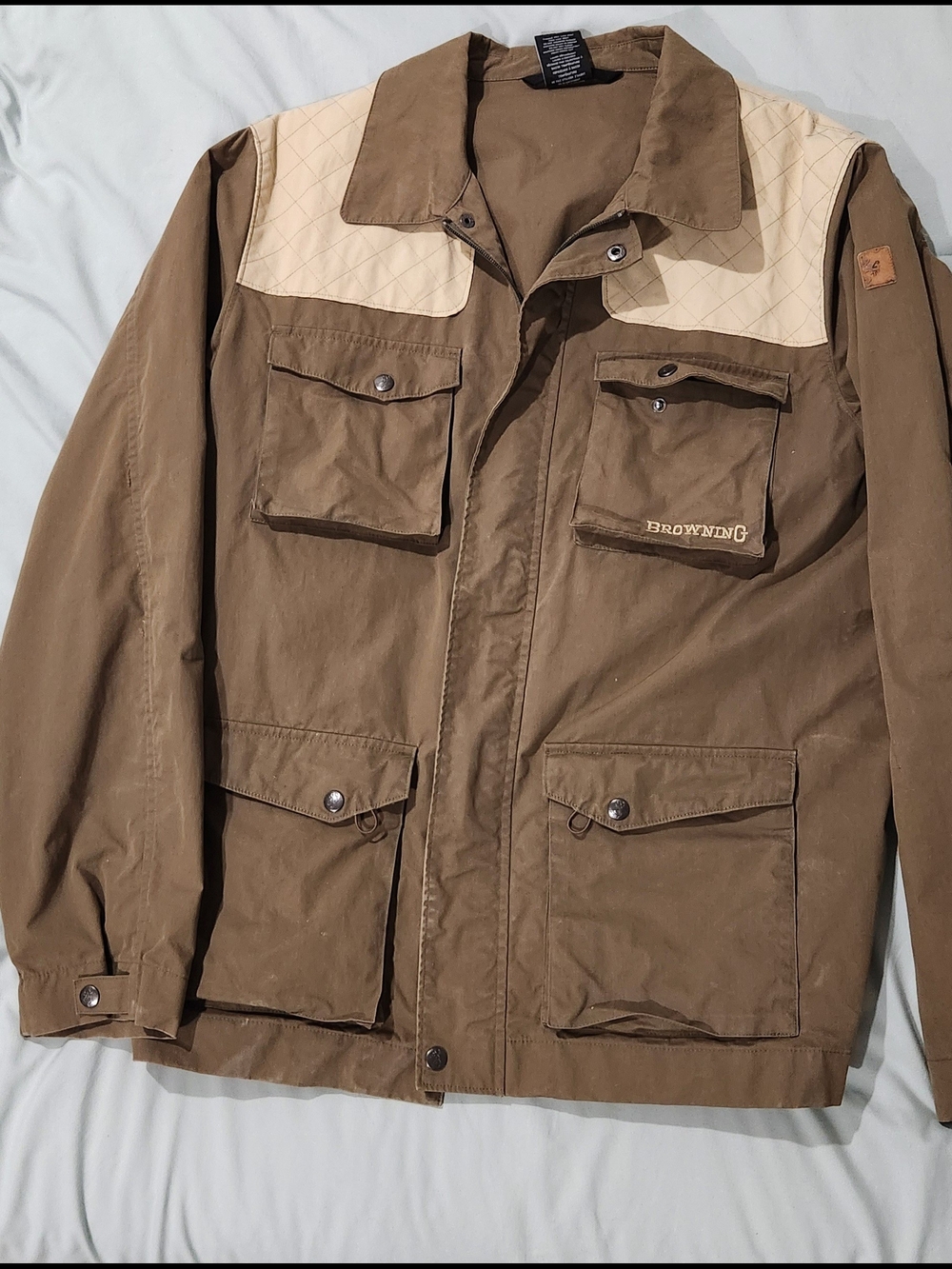 Browning Brown Field Jacket with Cream Quilted Shoulders